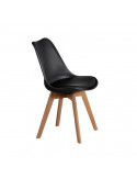 Cadira d'ús polivalent en blanc, negre o gris i peus de fusta ssa122006