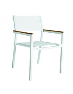 Cadeira empilhável, as verduras em geral sho103247 em aluminbio cor branco e textilene