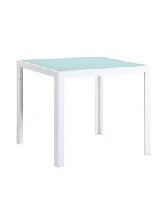 Tavolo in vetro con terrazza 80x80 cm SHIO mho1032044 in alluminio bianco
