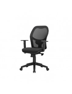 Cadira d'oficina per a lliurament immediat giratori, respatller en malla negre amb braços