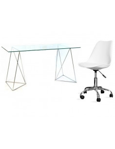 Metal Trestle desk with glass tabletop Tangent kme887001