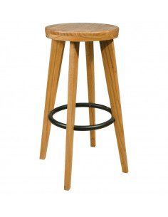 Stool made of solid wood and ring footrest metal sta2013002