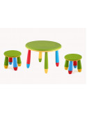 taula infantil ronda cpu2005002 amb 2 tamborets de color verd