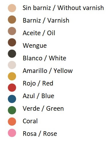 Colores disponibles para la estructura de la hamaca de madera de pino