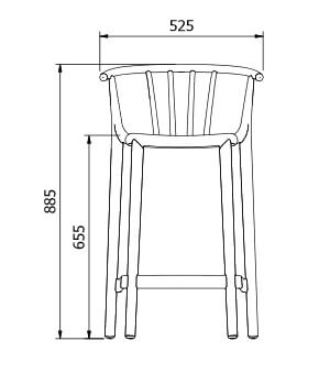 Dimensions medium height stool WOODY by Resol