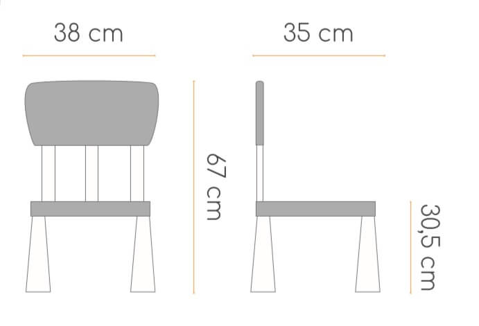 Medidas silla de plástico para niños