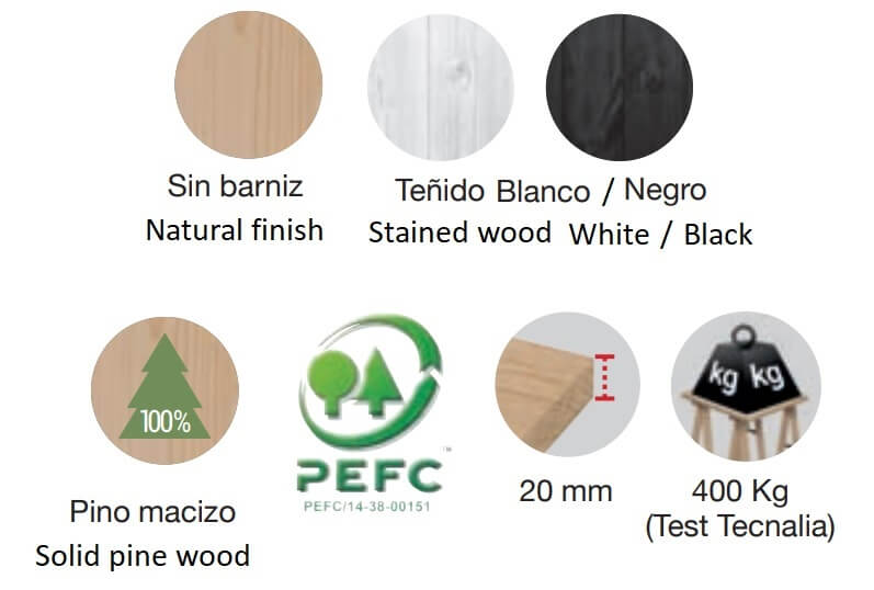 Características caballete de madera maciza de pino decorativo DECO